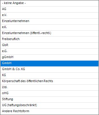 Datenfelder-Stammdatenliste-Rechtsform