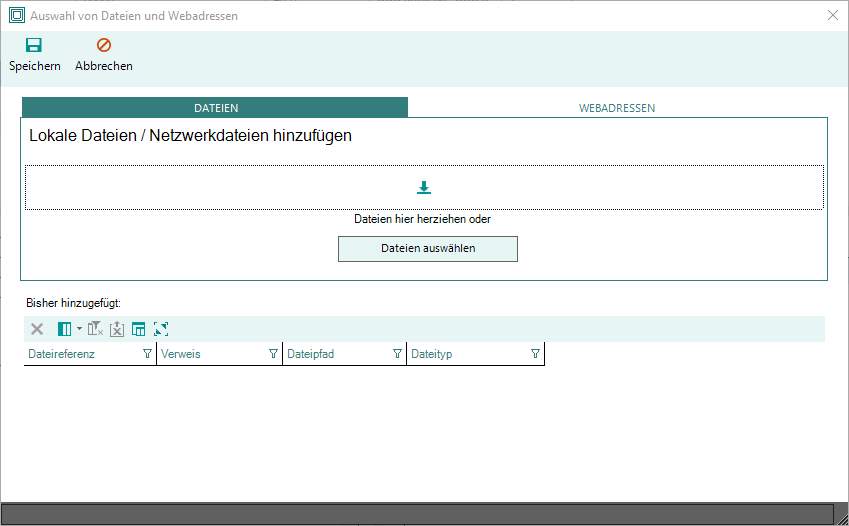 Auswahl von Dateien und Verweisen