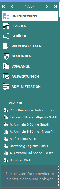 Modulauswahl mit Verlauf und Dropzone