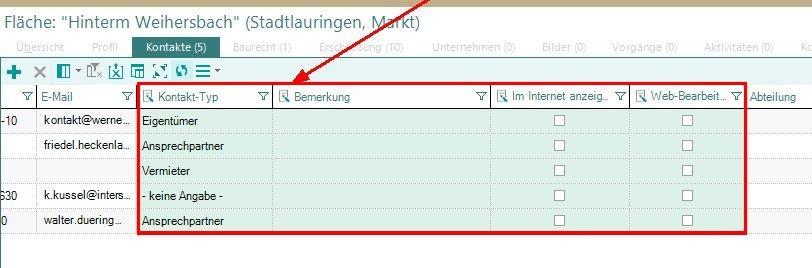 Kontaktetabelle bearbeiten