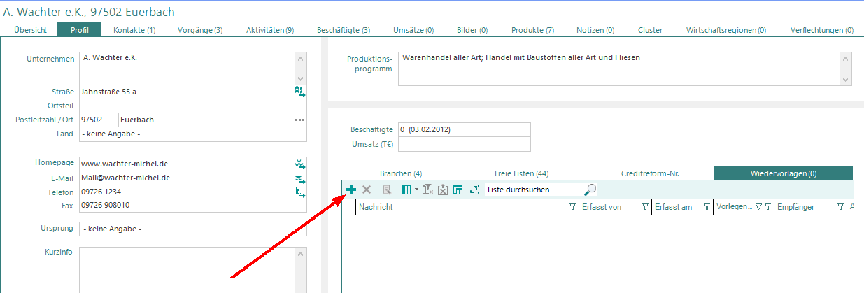 Wiedervorlage aufrufen