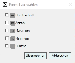 Statistikauswahldialog